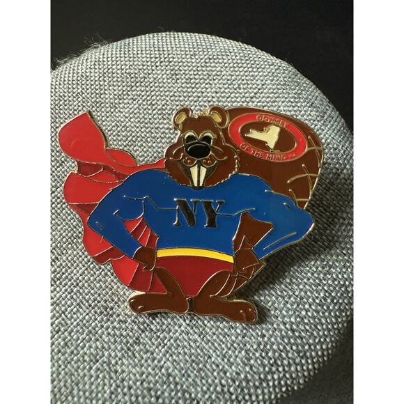 New York 2014 Odyssey of the Mind World Final Pin Superhero Beaver New Old Stock - Picture 1 of 4